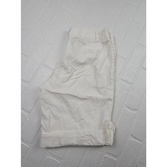 New York & Company White Linen Blend Bermuda Roll up Shorts Size 8 - Picture 5 of 5